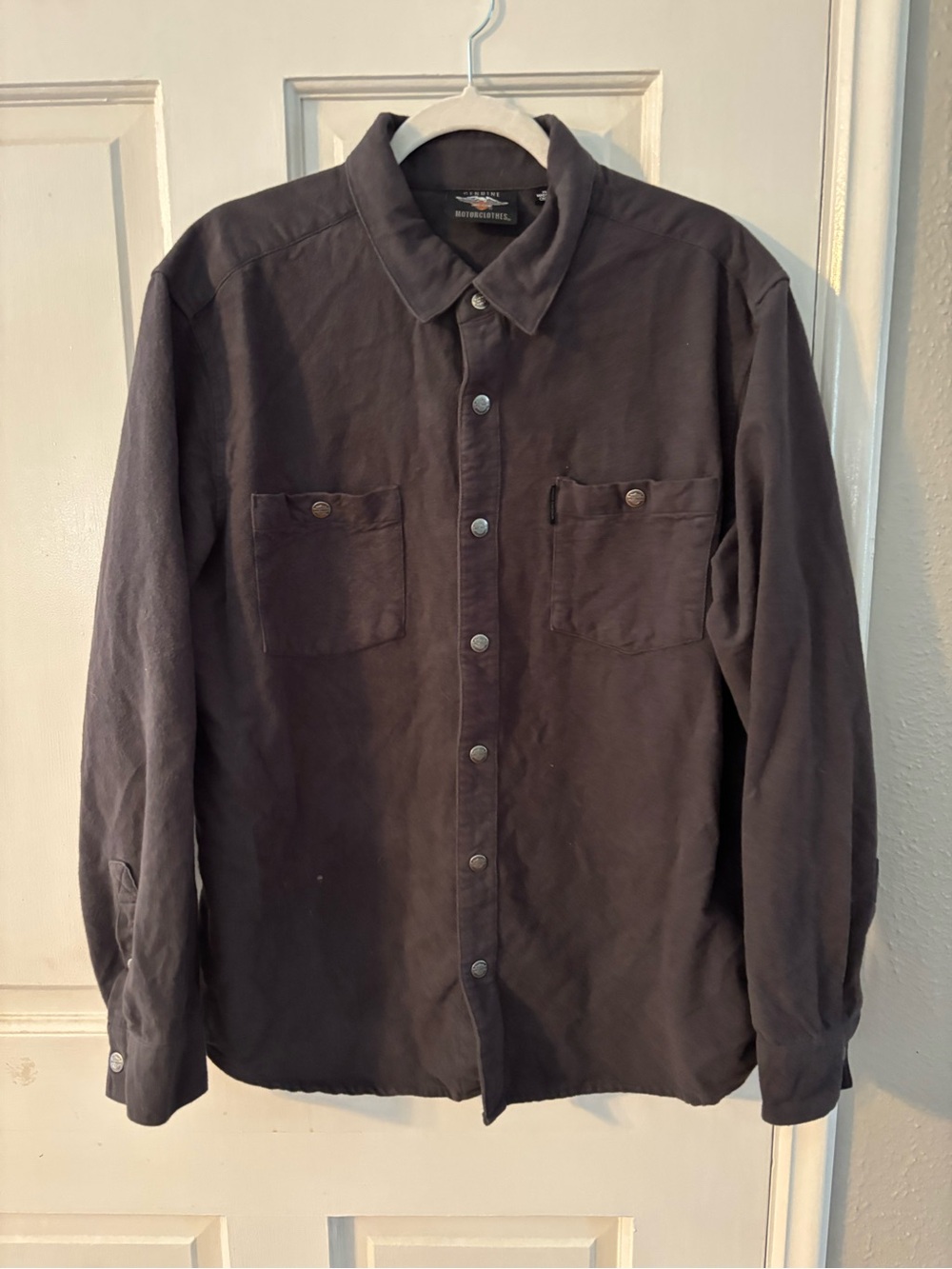 Harley-Davidson Men's Dark Gray Flannel Cotton Long Sleeve Button-Up Shirt XL